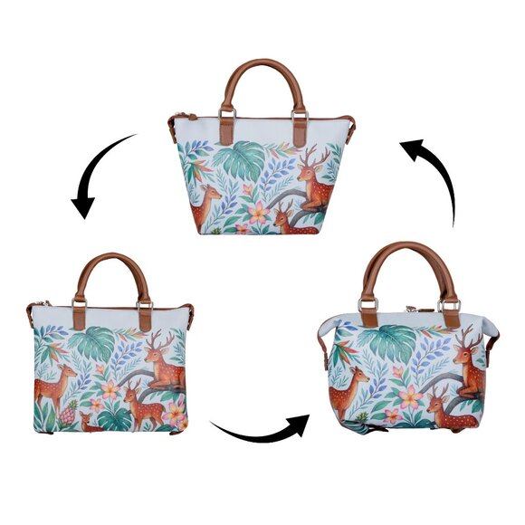 Printed Leather 3-in-1 Convertible Top Handle Crossbody Bag for Women- Daily Use - Picture 2 of 16